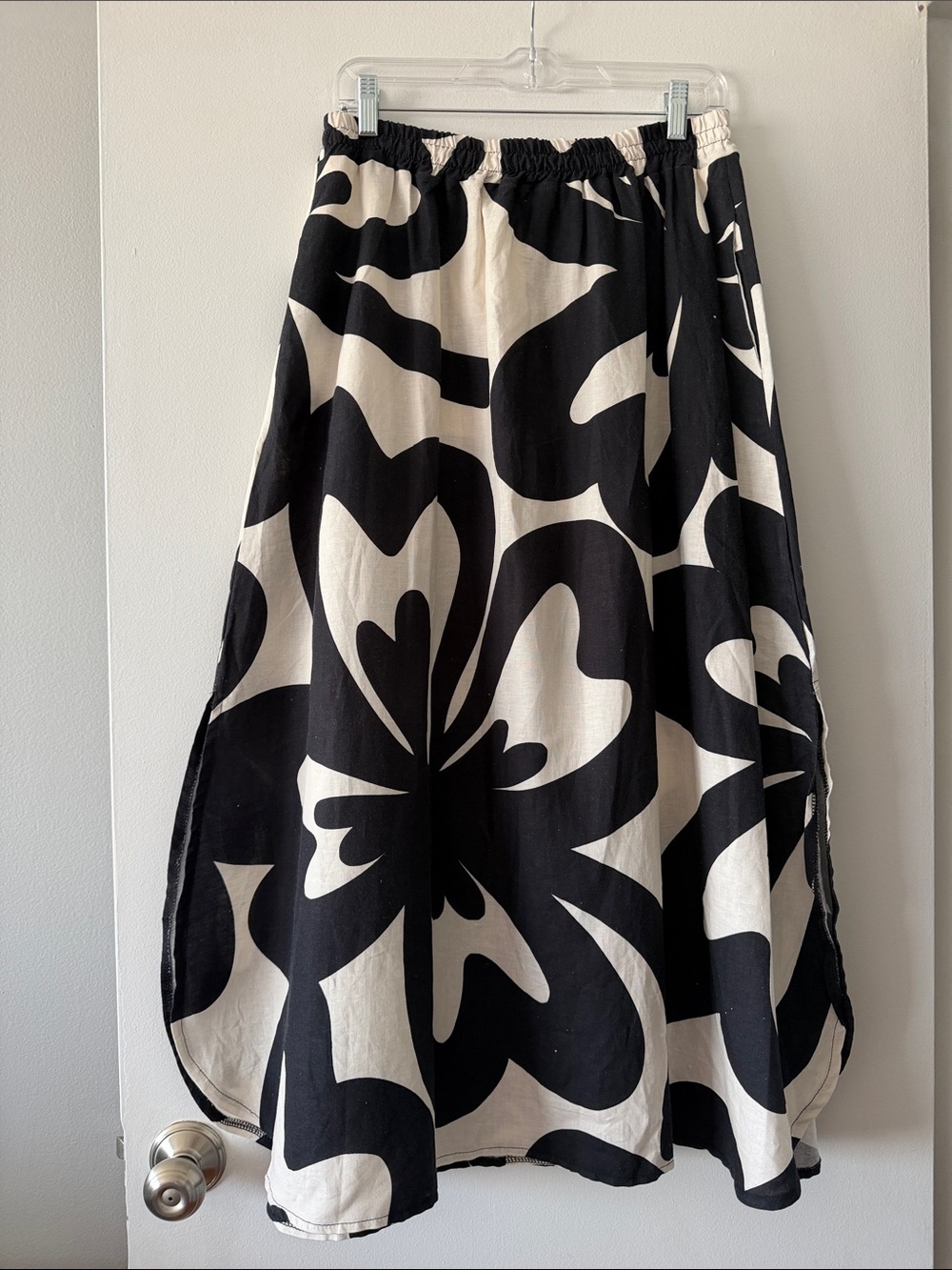 NWT Spighe Di Lino Italy Linen Blend Floral Tulip Hem Maxi Skirt M Pockets Boho